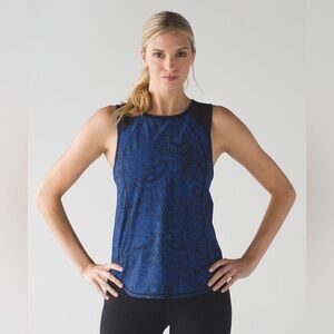 Lululemon Sculpt Tank Antique Paisley Sapphire Blue Black / Black Size 6